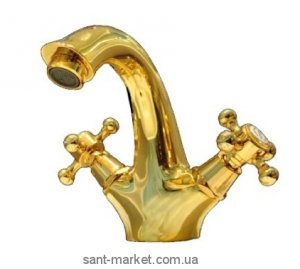 Змішувач для раковини двухвентильний з донним клапаном Bugnatese колекція Lady золото LADDO934