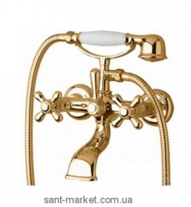 Смеситель двухвентильный для ванны с душем Bugnatese коллекция Lady золото LADDO900