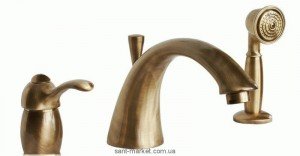 Змішувач одинважільний на борт ванни з душем Bugnatese колекція Lem бронза LEMBR1950