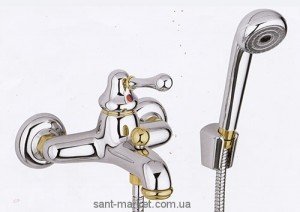 Змішувач одинважільний для ванни з душем Bugnatese колекція Lem хром / золото LEMCRDO1902