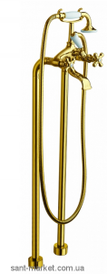 Смеситель двухвентильный напольный (отдельностоящий) с душем La Torre Leonardo золото 23029 gold