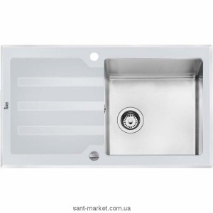 Мийка для кухні прямокутна TEKA LUX 1B 1D 86 обертається крило врізна нержавіюча сталь біле загартоване скло хром 12129012