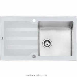Мийка для кухні прямокутна TEKA LUX 1B 1D 86 обертається крило врізна нержавіюча сталь біле загартоване скло хром 12129012