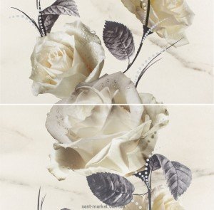 Opoczno CARRARA б'янко декор квіти 58 3X59 3