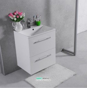 Тумба подвесная Буль-Буль Santorini 595х456х707 с раковиной Amelia 600 белый 11406012200