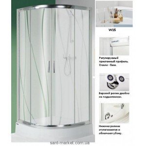 Душова кабіна Sanplast 90х90х190 низький піддон KP4 / TX5-100-S sb W15 + Bpza