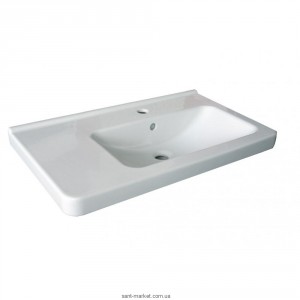 Раковина для ванной подвесная с полкой чаша справа Jika Cubito 75x16.5x45 белая H8124210001041