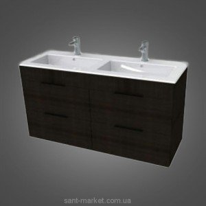 Тумба c раковиной Jika Cube подвесная на 2 раковины 116x42.2x60.7 темный дуб H4536621763021