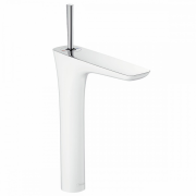 Смеситель для раковины с джойстиком высокий Hansgrohe коллекция PuraVida хром/белый 15072403