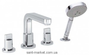 Змішувач двохвентильний на борт ванни з душем Hansgrohe колекція Metris S хром 31443000