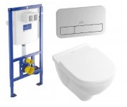 Унитаз подвесной Villeroy&Boch O.Novo 5660HR01 Directflush + Сиденье + Инсталляция ViConnect 92246100 + Кнопка смыва 92249061