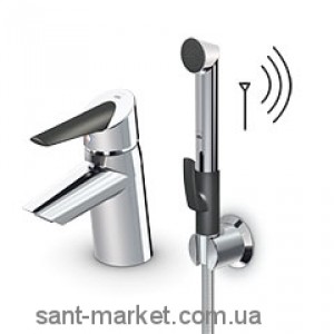 Змішувач для раковини електронний одинважільний з донним клапаном і душем Oras Optima хром / чорний 2703F