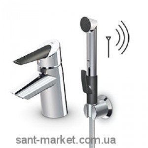 Смеситель для раковины электронный однорычажный с донным клапаном и душем Oras Optima хром/черный 2703F