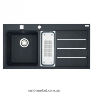 Мийка для кухні прямокутна Franke Mythos fusion MTF 651-100 1.5 чаші крило справа накладна граніт чорна 114.0156.992
