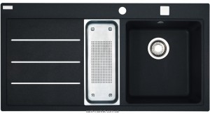Мийка для кухні прямокутна Franke Mythos fusion MTF 651-100 1.5 чаші крило зліва накладна граніт чорна 114.0156.981
