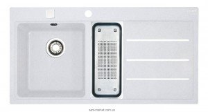 Мойка для кухни прямоугольная Franke Mythos fusion MTF 651-100  1.5 чаши  крыло справа  накладная  гранит  белая 114.0156.988