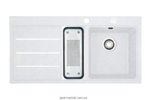 Мийка для кухні прямокутна Franke Mythos fusion MTF 651-100 1.5 чаші крило зліва накладна граніт біла 114.0156.977