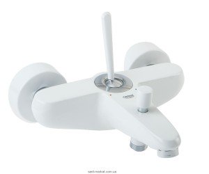 Смеситель с джойстиком для ванны с коротким изливом Grohe коллекция Eurodisc Joy белый 23431LS0