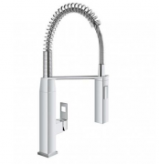 Смеситель для кухни Grohe с выдвижной лейкой Eurocube однорычажный на гибкой пружине 31395000