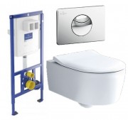 Унитаз Villeroy&Boch Avento 5656RS01 + Сиденье SlimSeat + Инсталляция ViConnect 92246100 + Кнопка смыва 92248561