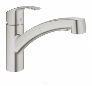 Смеситель для кухни с выдвижной лейкой Grohe Eurosmart однорычажный суперсталь 30305DC0