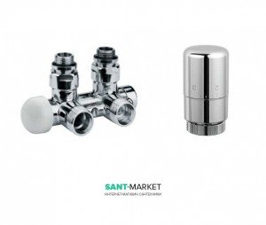 Комплект термостатический кран + Запорно-регулирующий клапан Caleido хром 101022CR