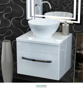 Тумба для раковины подвесная Snail Адель с умывальником Селена белый 500KM104