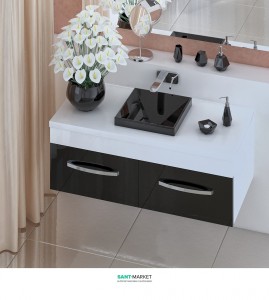 Тумба для раковины подвесная Snail Венера с умывальником Альтаир белый 1200KM116