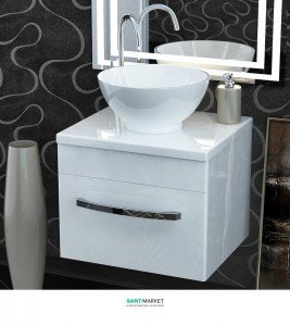 Тумба для раковини підвісна Snail Адель з умивальником Селена білий 500KM104