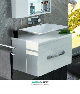 Тумба для раковины подвесная Snail Мадлен с умывальником Антарес белый 700KM117