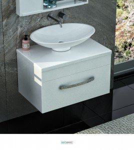 Тумба для раковини підвісна Snail Мадлен з умивальником Ніка білий 700KM103