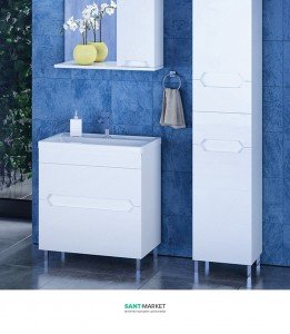 Тумба для раковины подвесная Snail Ривьера с умывальником Венеция белый 745KM106