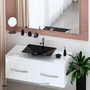 Тумба для раковини підвісна Snail Венера з умивальником Капела П білий 1200KM120