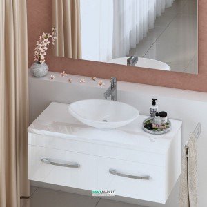 Тумба для раковини підвісна Snail Венера з умивальником Ніка білий 1200KM103