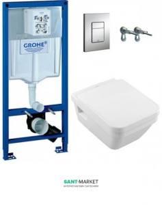 Унітаз підвісний Villeroy & Boch Omnia Architectura DirectFlush + Сидіння + Комплект Grohe Rapid SL 4 в 1 387785HR