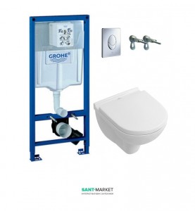 Унитаз подвесной Villeroy&Boch O.Novo + Сиденье + Комплект Grohe Rapid SL 4 в 1 387260H1