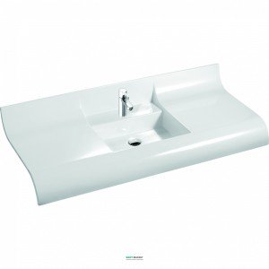 Раковина для ванной на тумбу умывальник-столешница Marmorin коллекция Onda белая 330 120 022 xx x