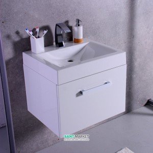 Тумба подвесная Буль-Буль Santa Cruz 600х495х587 с раковиной Lilly 600 белый Santa Cruz (Santa Cruz + 4206101)