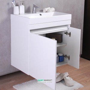 Тумба подвесная Буль-Буль Sheldon 695х450х710 с раковиной Signe 700 белый Sheldon 700 Б Sig