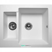 Мийка для кухні прямокутна Буль-Буль Arizona 60х50х21.5 обертаємося врізна Маграніт білий 105060001