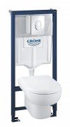 Набор Grohe Solido 4 в 1: подвесной унитаз с сиденьем и крышкой + система инсталляции с панелью смыва Skate Air 39191000