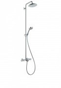 Душова система Hansgrohe колекція Croma Showerpipe 220 1jet з термостатом для ванни хром 27223000