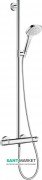 Душевой гарнитур со штангой Hansgrohe Croma Select E SemiPipe Multi EcoSmart 0.9 м с термостатом хром/белый 27259400