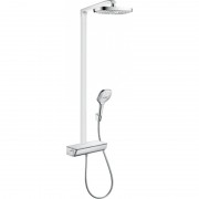Душова система Hansgrohe колекція Raindance Select E Showerpipe EcoSmart 300 2jet з термостатом хром / білий 27282400