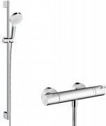 Душовий гарнітур зі штангою Hansgrohe колекція Crometta Vario 0.9 м з термостатом хром / білий 27813400