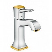Смеситель для раковины однорычажный с донным клапаном Hansgrohe коллекция Metropol Classic хром/золото 31300090