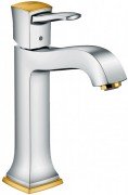 Смеситель для раковины однорычажный с донным клапаном Hansgrohe коллекция Metropol Classic хром/золото 31302090