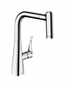 Смеситель для кухни с выдвижной лейкой однорычажный Hansgrohe коллекция Metris хром 14834000