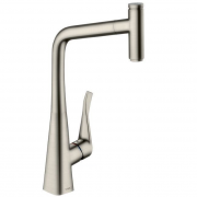 Змішувач для кухні з висувною лійкою одноважільний Hansgrohe колекція Metris Select сталь 14884800