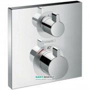 Змішувач для душа вбудований із термостатом на 1 споживача Hansgrohe колекція Ecostat Square хром 15712000